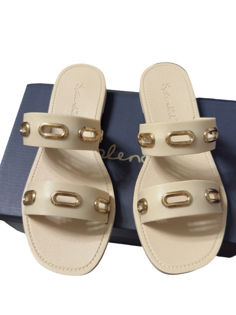 Splendid Women’s Linda Grommet Banded Nude Slide Sandals NWT